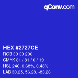 Farbcode: HEX #2727CE | qconv.com