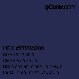 Farbcode: HEX #272B5200 | qconv.com