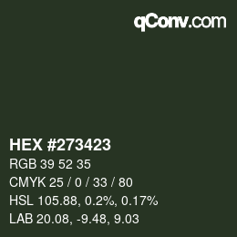 Color code: HEX #273423 | qconv.com