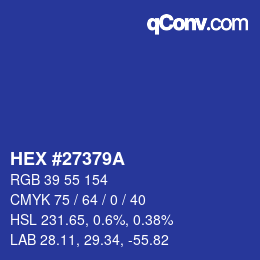 Color code: HEX #27379A | qconv.com