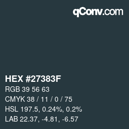 Color code: HEX #27383F | qconv.com