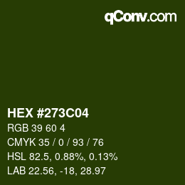 Color code: HEX #273C04 | qconv.com