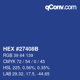 カラーコード: HEX #27408B | qconv.com