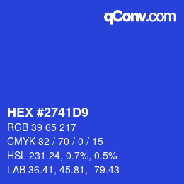 Color code: HEX #2741D9 | qconv.com