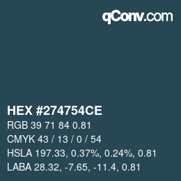 Farbcode: HEX #274754CE | qconv.com