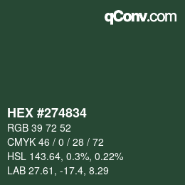 Color code: HEX #274834 | qconv.com