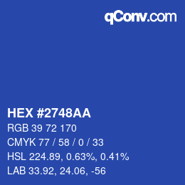 Color code: HEX #2748AA | qconv.com