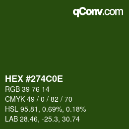 Color code: HEX #274C0E | qconv.com