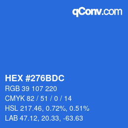 Code couleur: HEX #276BDC | qconv.com