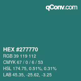Color code: HEX #277770 | qconv.com
