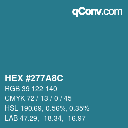 Color code: HEX #277A8C | qconv.com