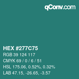 Código de color: HEX #277C75 | qconv.com