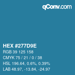 Color code: HEX #277D9E | qconv.com