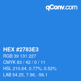颜色代码: HEX #2783E3 | qconv.com
