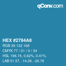 颜色代码: HEX #2784A8 | qconv.com