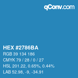 颜色代码: HEX #2786BA | qconv.com