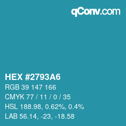 Color code: HEX #2793A6 | qconv.com