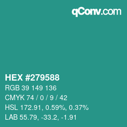 颜色代码: HEX #279588 | qconv.com