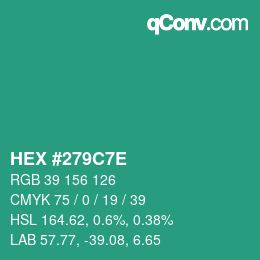 Color code: HEX #279C7E | qconv.com