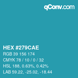 Color code: HEX #279CAE | qconv.com