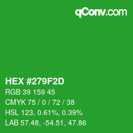 Color code: HEX #279F2D | qconv.com