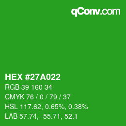 Color code: HEX #27A022 | qconv.com