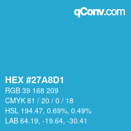 Color code: HEX #27A8D1 | qconv.com