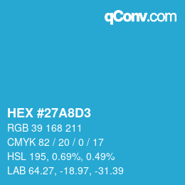 Color code: HEX #27A8D3 | qconv.com