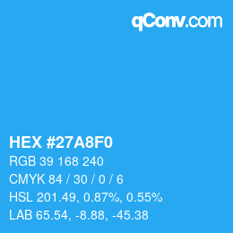 カラーコード: HEX #27A8F0 | qconv.com