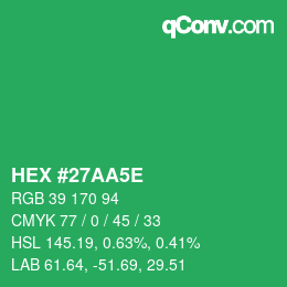 Farbcode: HEX #27AA5E | qconv.com