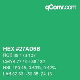Color code: HEX #27AD6B | qconv.com