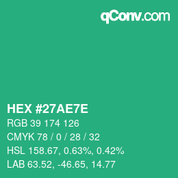 Color code: HEX #27AE7E | qconv.com