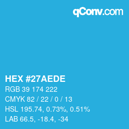 Color code: HEX #27AEDE | qconv.com