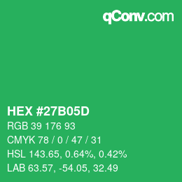 Color code: HEX #27B05D | qconv.com