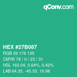 Color code: HEX #27B087 | qconv.com