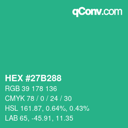 Color code: HEX #27B288 | qconv.com