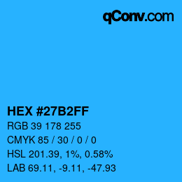 Color code: HEX #27B2FF | qconv.com