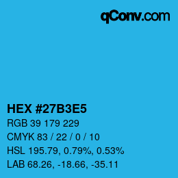 Color code: HEX #27B3E5 | qconv.com