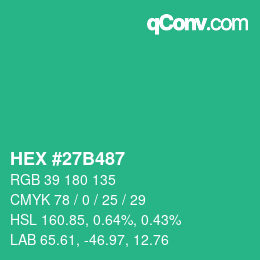 Color code: HEX #27B487 | qconv.com