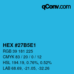 Color code: HEX #27B5E1 | qconv.com