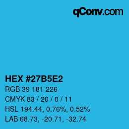 Farbcode: HEX #27B5E2 | qconv.com