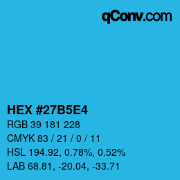 Farbcode: HEX #27B5E4 | qconv.com