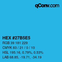 カラーコード: HEX #27B5E5 | qconv.com
