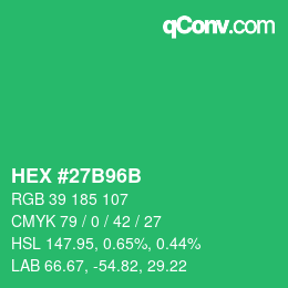 Color code: HEX #27B96B | qconv.com