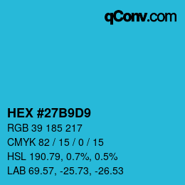 Color code: HEX #27B9D9 | qconv.com