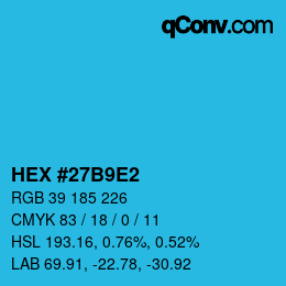 Color code: HEX #27B9E2 | qconv.com