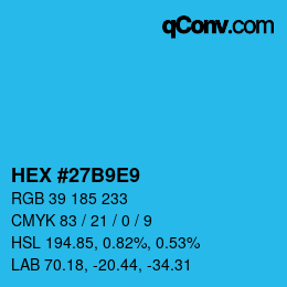 Color code: HEX #27B9E9 | qconv.com