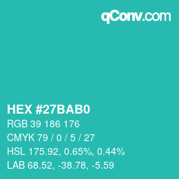Color code: HEX #27BAB0 | qconv.com