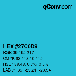 Color code: HEX #27C0D9 | qconv.com