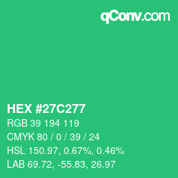 Color code: HEX #27C277 | qconv.com